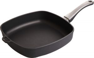 Viereckpfanne flach mit Stiel 28x28 cm