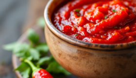 Frisch zubereitetes und selber gemachtes Adjika nach georgischem Rezept.