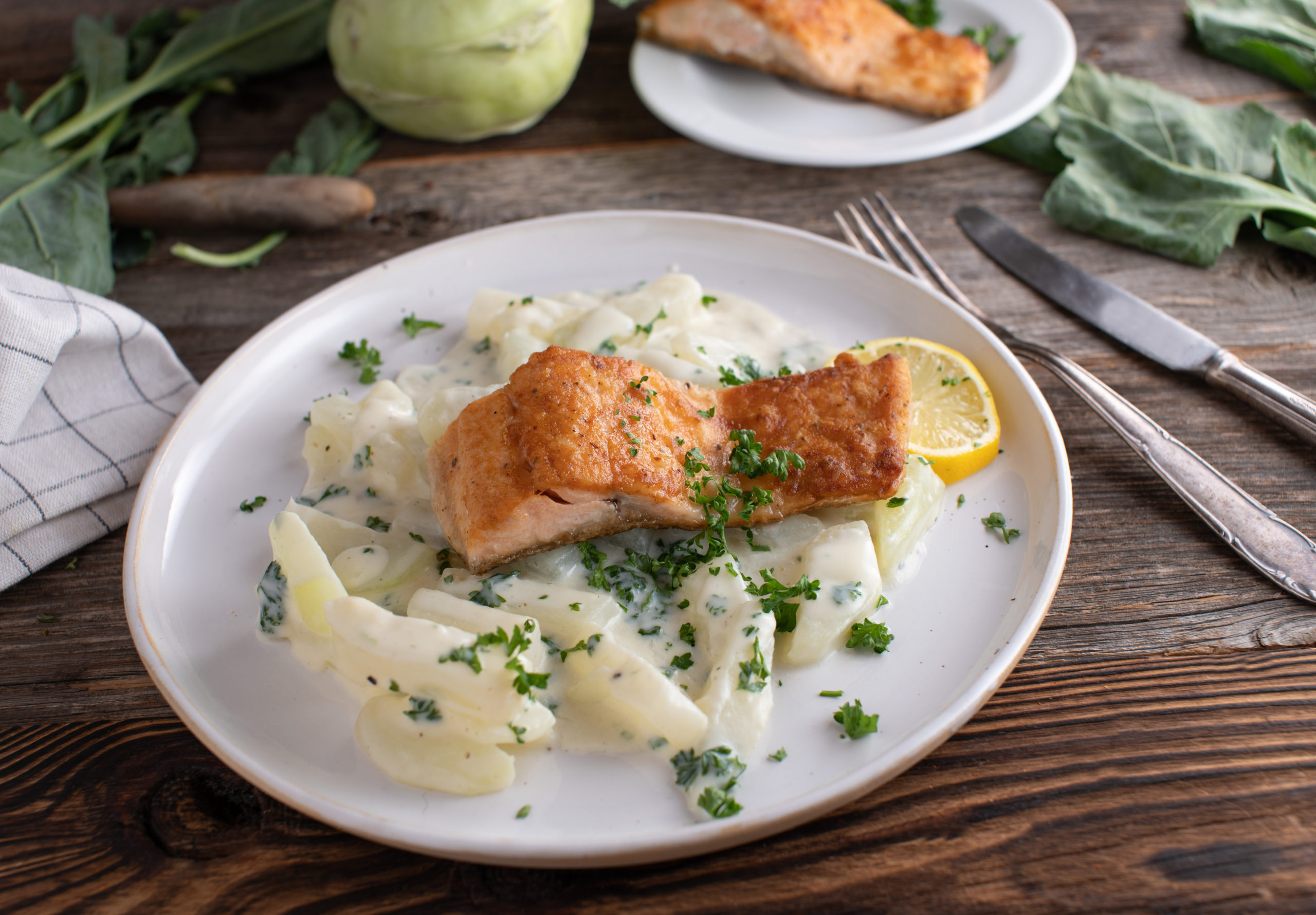 Lachsfilet mit Gemüse