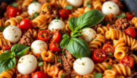 High-Protein Pasta Pfanne. Viel Geschmack mit viel Eiweiß, gesund und lecker.