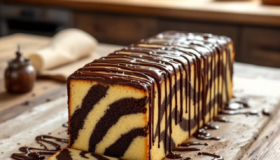 Zebra-Kuchen in der Coox Wunderform gebacken und mit einer leckeren Schoko-Glasur verfeinert.